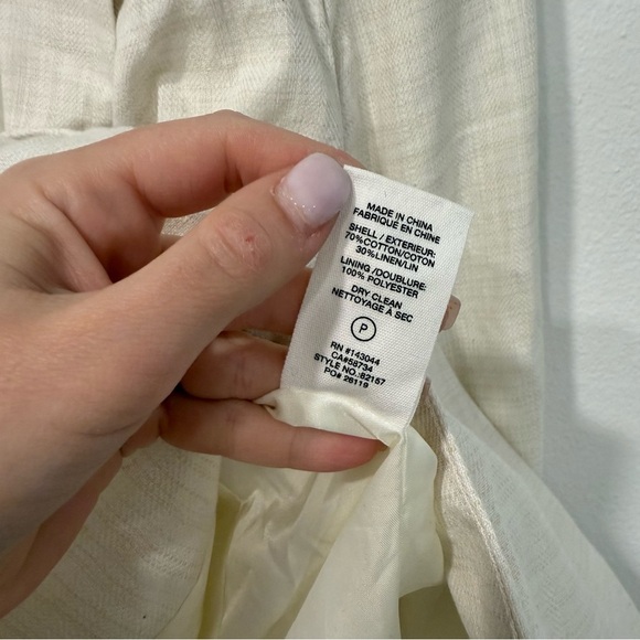 Avec Les Filles Cream Textured Cotton-Linen Sculpted Blazer L - Picture 5 of 7